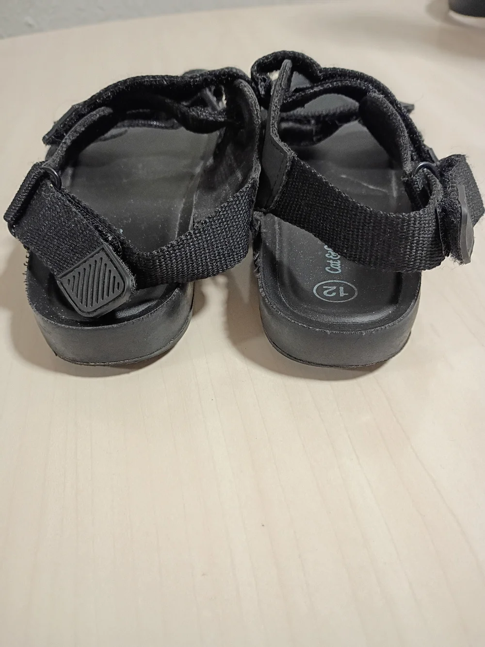 Cat & Jack Black Adjustable Strap Kids Sandals Size 12